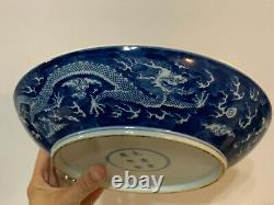 Chinese Blue & White Porcelain Bowl / Plate 5 Claw Dragon Decoration Kangxi Mark