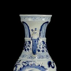 Chinese Blue&White Porcelain HandPainted Exquisite Dragon Pattern Vases 17478