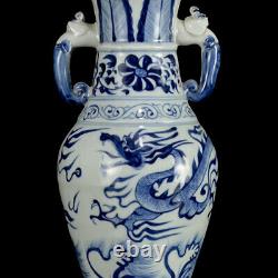 Chinese Blue&White Porcelain HandPainted Exquisite Dragon Pattern Vases 17478