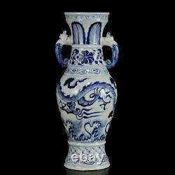 Chinese Blue&White Porcelain HandPainted Exquisite Dragon Pattern Vases 17478