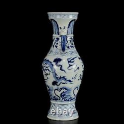 Chinese Blue&White Porcelain HandPainted Exquisite Dragon Pattern Vases 17478