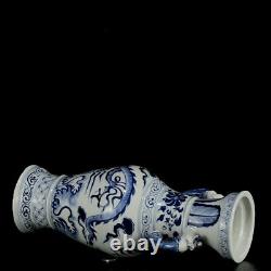 Chinese Blue&White Porcelain HandPainted Exquisite Dragon Pattern Vases 17478