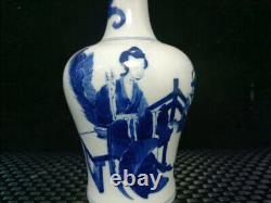 Chinese Blue&White Porcelain HandPainted Exquisite Figure Vase 20894