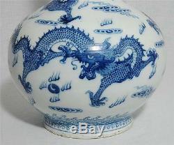 Chinese Blue and White Long Neck Porcelain Vase With Mark
