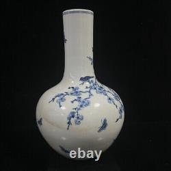 Chinese Blue&white Porcelain Hand-Paintde Exquisite Flowers&Birds Vase 14823