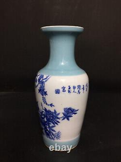 Chinese Blue&white Porcelain Hand-Painted Exquisite Flowers&Birds Vase 19269