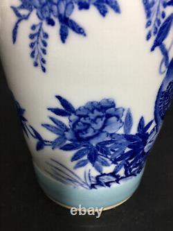 Chinese Blue&white Porcelain Hand-Painted Exquisite Flowers&Birds Vase 19269