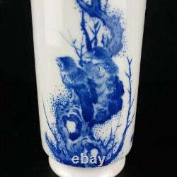 Chinese Blue&white Porcelain Hand-Painted Exquisite Flowers&Birds Vases 15081