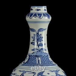 Chinese Blue&white Porcelain HandPainted Exquisite Crane Pattern Vases 15640