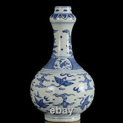 Chinese Blue&white Porcelain HandPainted Exquisite Crane Pattern Vases 15640