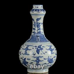 Chinese Blue&white Porcelain HandPainted Exquisite Crane Pattern Vases 15640