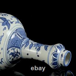 Chinese Blue&white Porcelain HandPainted Exquisite Crane Pattern Vases 15640