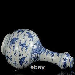 Chinese Blue&white Porcelain HandPainted Exquisite Crane Pattern Vases 15640