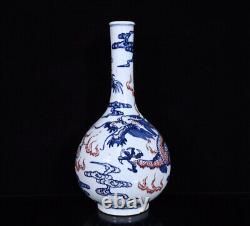 Chinese Blue&white Porcelain HandPainted Exquisite Dragon Pattern Vase 19450