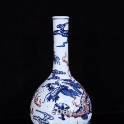 Chinese Blue&white Porcelain HandPainted Exquisite Dragon Pattern Vase 19450