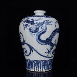 Chinese Blue&white Porcelain HandPainted Exquisite Dragon Pattern Vase 21808