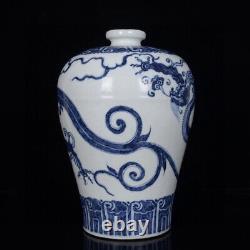 Chinese Blue&white Porcelain HandPainted Exquisite Dragon Pattern Vase 21808