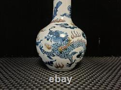 Chinese Blue&white Porcelain HandPainted Exquisite Dragon&Phoenix Vase 24972