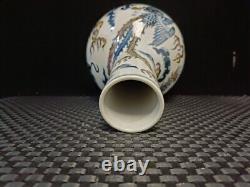 Chinese Blue&white Porcelain HandPainted Exquisite Dragon&Phoenix Vase 24972