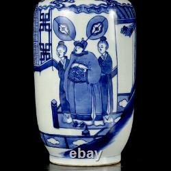 Chinese Blue&white Porcelain HandPainted Exquisite Figure Vase 15469