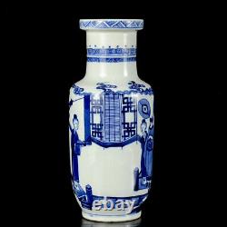 Chinese Blue&white Porcelain HandPainted Exquisite Figure Vase 15469