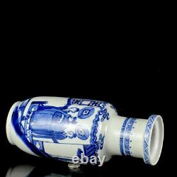 Chinese Blue&white Porcelain HandPainted Exquisite Figure Vase 15469