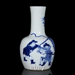 Chinese Blue&white Porcelain HandPainted Exquisite Figure Vase 22378