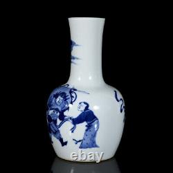 Chinese Blue&white Porcelain HandPainted Exquisite Figure Vase 22378