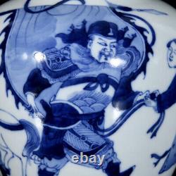 Chinese Blue&white Porcelain HandPainted Exquisite Figure Vase 22378