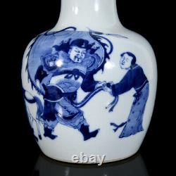 Chinese Blue&white Porcelain HandPainted Exquisite Figure Vase 22378