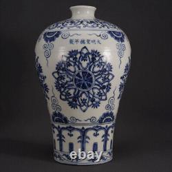 Chinese Blue&white Porcelain HandPainted Exquisite Flowers&Plants Vase 21334