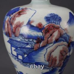 Chinese Blue&white Porcelain HandPainted Exquisite Landscape Vase 21330