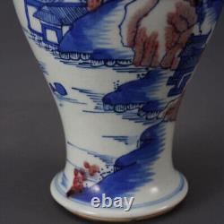 Chinese Blue&white Porcelain HandPainted Exquisite Landscape Vase 21330