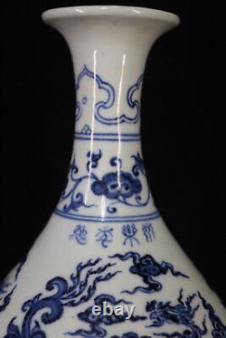 Chinese Blue&white Porcelain HandPainted Exquisite Phoenix Pattern Vase 20443