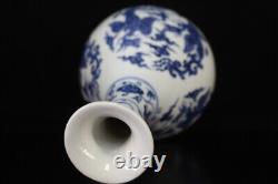 Chinese Blue&white Porcelain HandPainted Exquisite Phoenix Pattern Vase 20443