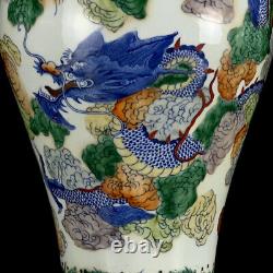 Chinese Doucai Porcelain HandPainted Exquisite Dragon Pattern Vase 21153