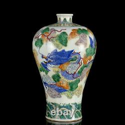 Chinese Doucai Porcelain HandPainted Exquisite Dragon Pattern Vase 21153