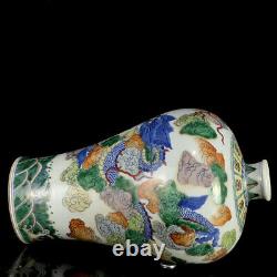 Chinese Doucai Porcelain HandPainted Exquisite Dragon Pattern Vase 21153