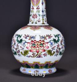 Chinese Enamel Porcelain HandPainted Exquisite Lotus Vase 21959