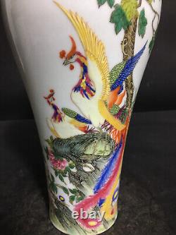 Chinese Enamel Porcelain HandPainted Exquisite Phoenix Pattern Vase 19613