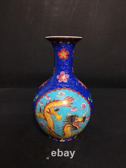 Chinese Enamel Porcelain Handmade Exquisite Dragon Pattern Vase 20636