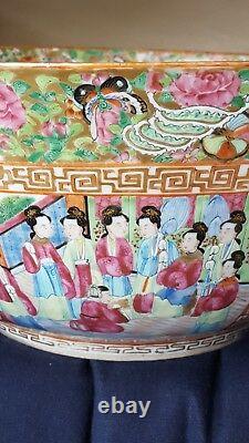 Chinese Export Famille Rose Porcelain Mandarin Punch Bowl