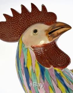 Chinese Export Famille Rose Porcelain Rooster Chicken Figurine Figure 30cm