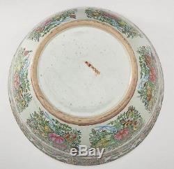 Chinese Export Porcelain Famille Rose 16 Punch Bowl with Butterflies Excellent