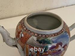 Chinese Export Porcelain ca 1750 Tea Pot Mandarin Famille Rose
