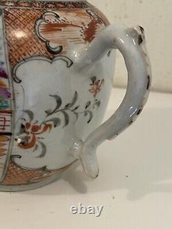 Chinese Export Porcelain ca 1750 Tea Pot Mandarin Famille Rose