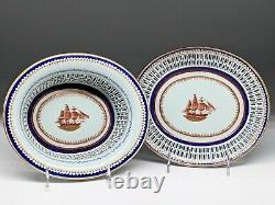 Chinese Export Porcelain fruit basket matching plate American Ship Lowestoft