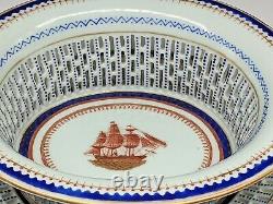 Chinese Export Porcelain fruit basket matching plate American Ship Lowestoft