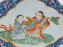 Chinese Famille He-He Footed Porcelain Bowl Plate