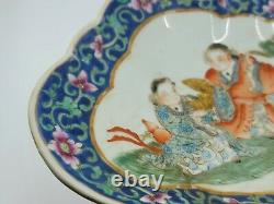 Chinese Famille He-He Footed Porcelain Bowl Plate